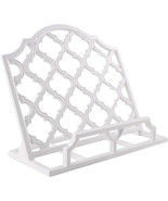 Vintage Cast Iron Cookbook Stand Holder Large Cookbook Holder White Meta... - $87.99