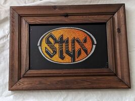 1980's Styx Carnival Glitter Mirror Wood Frame 11.5" x 8.5" Man Cave - $62.35