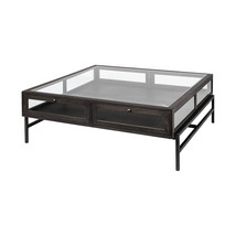 42" Black And Brown Square Coffee Table With Two Drawers - $24,221.59 MXN