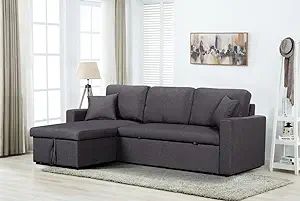 82&quot; L-Shape Convertible Sleeper Sectional Sofa With Storage Chaise And P... - $989.99