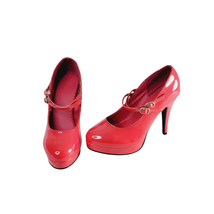 Red Pleather Pumps Size 5/6 Double Strap Mary Jane Style Halloween Costume - £22.29 GBP