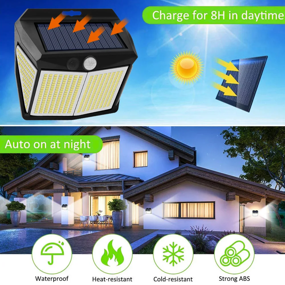 LITOM Outdoor Solar Light 412 LED Motion Sensor Lights Waterproof light Powered  - £63.54 GBP