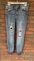 Buffalo Cuff Madness Jeans Size 1/25 Blue Stretch Denim Skinny Fit Distr... - £18.67 GBP