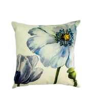 Decorative Pillow, White Linen Pillow, Jungle Flower Pillow, 16x16&quot; - £22.82 GBP