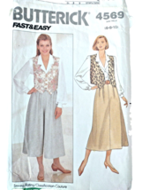 Vintage Sewing Pattern Butterick 4569 ©1990 Misses Blouse Vest Skirt Cul... - $4.94