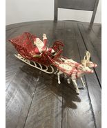 Vintage 1960s Flocked Santa w/ Sleigh & Reindeer Holiday Christmas MCM 12” - €17,13 EUR Vintage 1960s Flocked Santa w/ Sleigh & Reindeer Holiday Christmas MCM 12” - €17,13 EUR