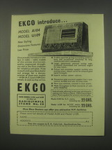 1949 Ekco Model A104 and U109 Radios Ad - $18.49