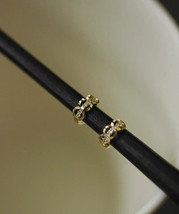 9ct Solid Gold Crystal Wave Huggie Hoops Zirconia Earrings, 9K Au375, fine - $112.95