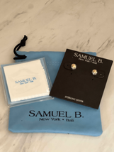 SAMUEL B. Sterling Silver &amp; 18K Yellow Gold Round Stud Earrings, GOLD, NWT - £69.56 GBP