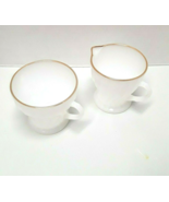 Anchor Hocking Fire King Cream Sugar Swirl Milk Glass Gold Rim  - $14.95