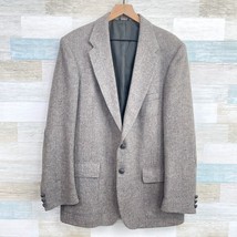 Farah Vintage Tweed Wool Sport Coat Brown Elbow Patches Two Button Mens 44L - £42.83 GBP