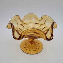 Viking Amber Gold Georgian Honeycomb Ruffled Footed Bowl/Compote Shape 6... - £15.63 GBP