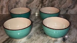 Set Of 4 Royal Norfolk Turquoise Swirl Stoneware Bowls-RARE-BRAND NEW-SH... - $49.38