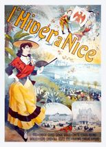 l Vintage Travel Poster Art 12x8in Metal Sign L Hiver a Nice - $24.74