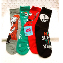 Women&#39;s Nightmare Before Christmas Festive Holiday (4) Crew Socks-NEW - £11.87 GBP