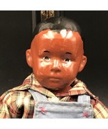 VTG Porcelain Doll Germany of African American Black Child Boy w/ Overalls - £73.32 GBP