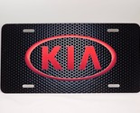 Kia Inspired Art Red on Mesh FLAT Aluminum Car License Tag Plate * UNUSE... - £10.81 GBP