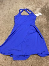 Halara Backless Cut Out Twisted Side Pocket 2-in-1 Barre Ballet Dress Blue S - £25.58 GBP