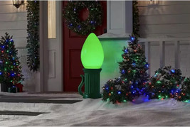 Home Accents 3 ft. Battery Operated LED Jumbo GREEN Bulb Holiday Yard De... - $39.99