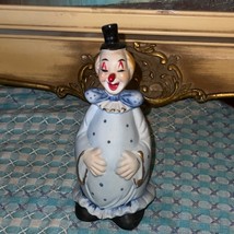 Vintage Blue Porcelain Happy Circus CLOWN BELL with Top Hat Figurine - £11.14 GBP