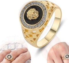 14K Gold Plated Iced CZ Cubic Zirconia Hip Hop Ring Size 10 Fits Most USA - £7.86 GBP