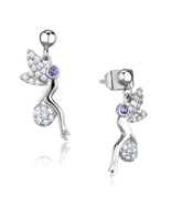 3W670 - Rhodium Brass Earrings with AAA Grade CZ  in Amethyst - $587.57 MXN