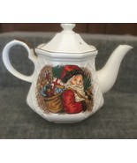 Santa Claus Christmas Tea Pot Basketweave Made in Japan - Vintage - £16.17 GBP