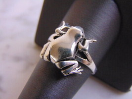 Womens Vintage Estate Sterling Silver Hinged Frog Ring 3.9g E937 - £19.70 GBP
