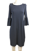 White House Black Market Navy Blue w White Stripe Knit Dress, Womens Size M - $12.34