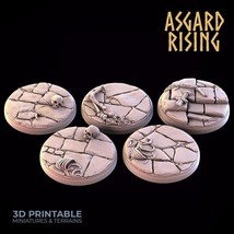 3D Printed Asgard Rising Dungeon Round Base Set 25 28 32 35mm D&amp;D - $5.81+