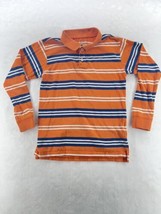 Boys Faded Glory L/G 10-12 Long Sleeve Polo Shirt Orange Blue White EUC - £5.49 GBP