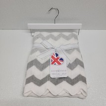 Silver Cloud White Gray Baby Blanket Cotton Knit Pram Moses Shawl 27.5 X 35” - £39.04 GBP
