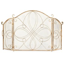 Fireplace Screen Cover Protector 3-Panel Wrought Iron Metal Scroll Desig... - $89.09