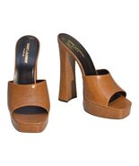 Saint Laurent Boogie 110 lizard-effect caramel brown leather platform YS... - $765.66 CAD
