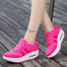 Breathable Knit Women Vulcanized Shoes Lace Up Outdoor Sports Sneakers Air Cushi - £23.61 GBP