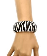 1.3/8&quot; Wide High Quality Black White Statement Chunky Zebra Bangle Bracelet - $26.60