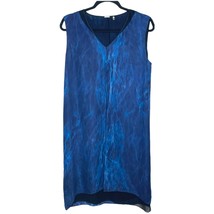 ELIE TAHARI blue 100% silk watercolor v neck tunic dress size small - £27.15 GBP