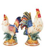 Fitz &amp; Floyd Ricamo Rooster Hen Figurines - $178.19