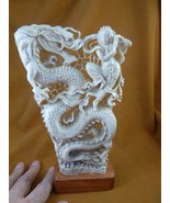 DRAG-w15) mythical Dragon + Goddess shed ANTLER figurine Bali detailed c... - $12,363.77 MXN