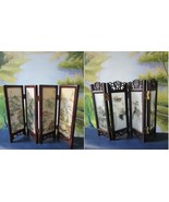 CHINESE MINIATURE FOLDING SCREEN 4 PARTS GLASS AND LACQUER WOOD decor PICK1 - $76.83 CAD
