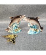 KELVIN&#39;S Marineland Porpoise Dolphin Salt &amp; Pepper Shaker Set Japan + St... - £18.17 GBP