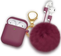 Compatible With Airpod Case -Slicone Cute Case Cover with Keychain (Purple) - £6.91 GBP