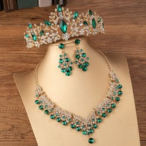 KMVEXO Gorgeous Crystal Bridal Jewelry Sets for Women Fashion Tiaras Earrings Ne - £25.10 GBP