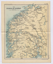 1912 Antique Map Of Fjords Of Norway / Verso Christiania Oslo Stockholm Maps - £14.13 GBP
