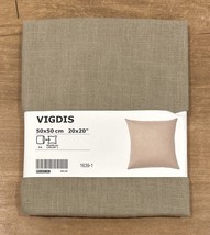 IKEA VIGDIS Pillow Cover 100% Ramie Cotton Taupe Brown Woven Square 20 x 20 NEW - £14.06 GBP