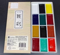 Japanese Watercolors Yasutomo Vintage Sumi-E High Quality 12 Color Set - £27.62 GBP