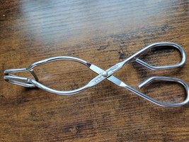 Vintage Ekco 8&quot; Angled Stainless Steel Tongs - USA - £10.91 GBP