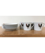 BIA Cordon Blue Porcelain Demitasse Rooster Espresso Mugs Saucers 8 Piec... - £39.32 GBP