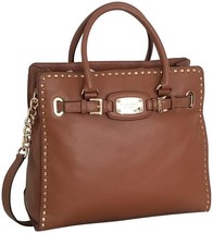 MICHAEL KORS HAMILTON LARGE LUGGAGE BROWN GOLD WHIPSTITCHED TOTE BAGNWT - £167.51 GBP