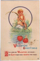 Postcard Valentine Greetings Cupid Has Our Hearts - £2.32 GBP